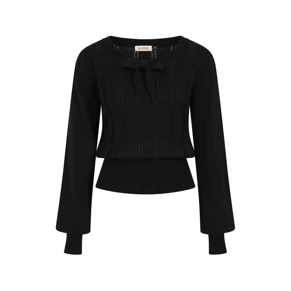 Banned - Angel Pointelle Knit Pull en tricot - Noir